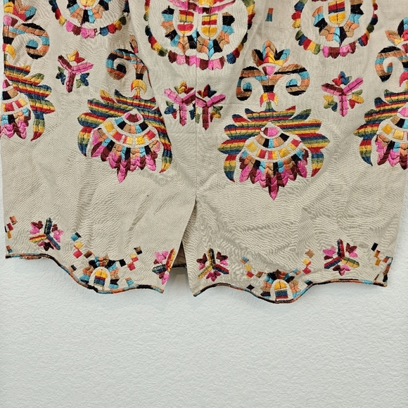 Anthropologie COREY LYNN CALTER Sz 6 Embroidered Medallion Pencil Skirt Linen - Picture 9 of 13